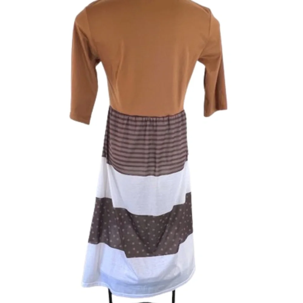 Polka Dots & Stripes Dress Beach Cover-up Loungewear Casual Midi - Picture 9 of 11